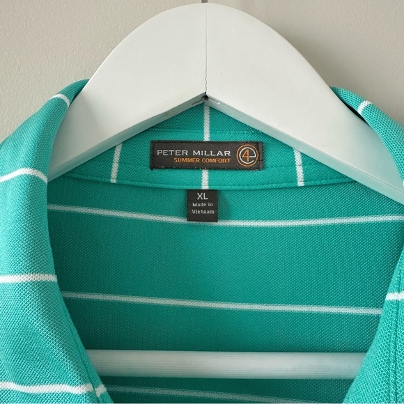 Peter Millar Summer Comfort Men’s Golf Polo Green Striped Stretch Wicking XL - Picture 3 of 9